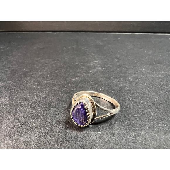 Blue kyanite sterling silver teardrop ring size 5 - Picture 11 of 16